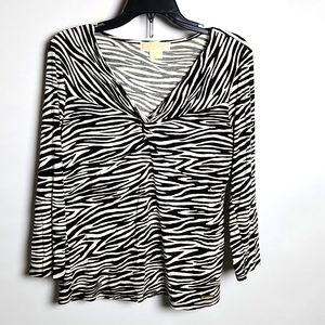 MICHAEL KORS Zebra print top long sleeve knot at bust Size-Small
